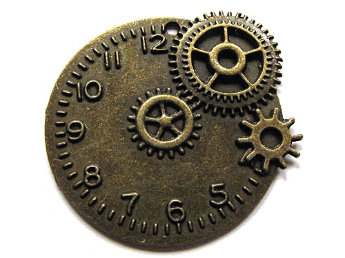 Anhnger Uhrwerk, Steampunk, bronzefarben, ca. 49x46mm